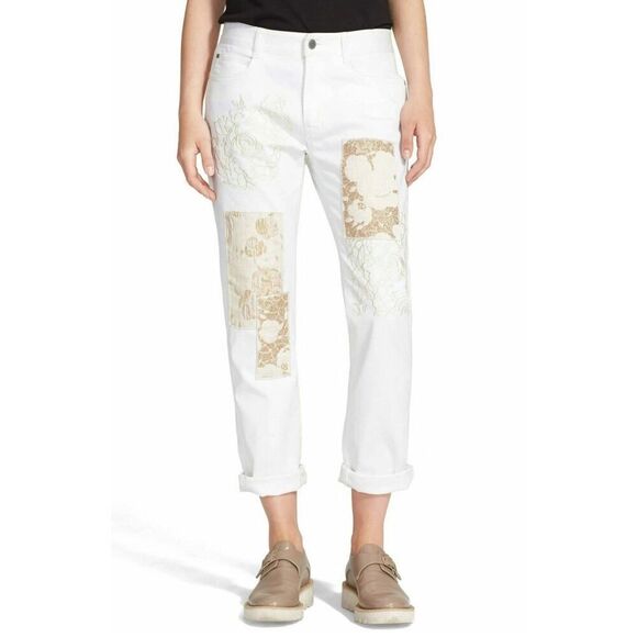 Stella McCartney Gold Patchwork Embroidery Boyfriend Jeans 31 - Picture 1 of 15